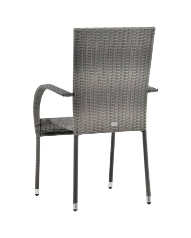 Chaises empilables d'extérieur 4 pcs Gris Résine tressée
