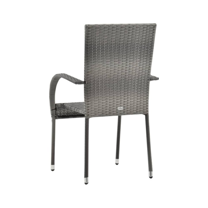 Chaises empilables d'extérieur 4 pcs Gris Résine tressée