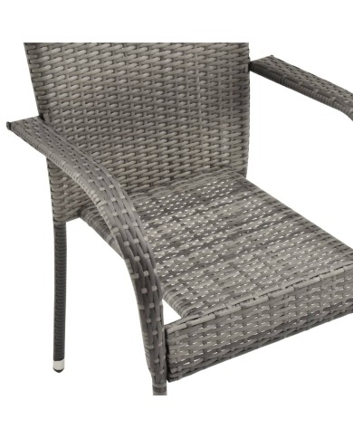 Chaises empilables d'extérieur 4 pcs Gris Résine tressée