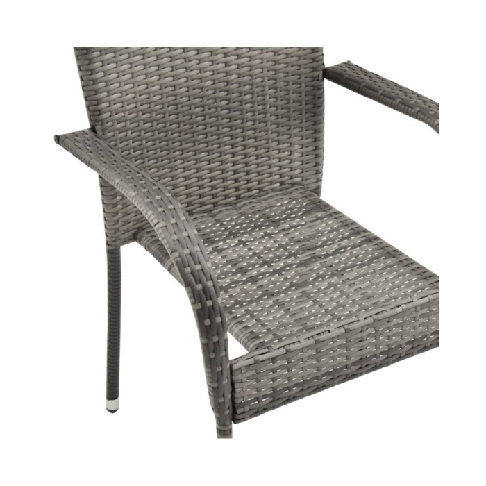 Chaises empilables d'extérieur 4 pcs Gris Résine tressée