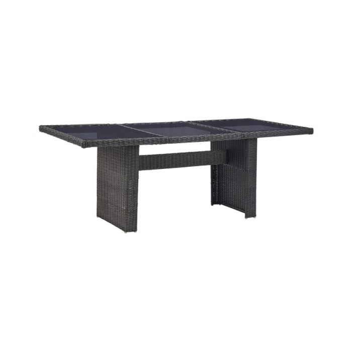 Table à dîner Noir 200x100x74 cm Verre et résine tressée