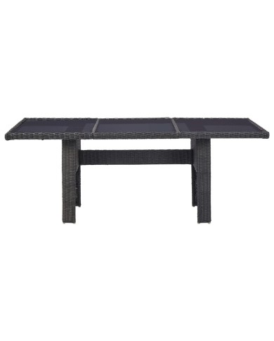 Table à dîner Noir 200x100x74 cm Verre et résine tressée