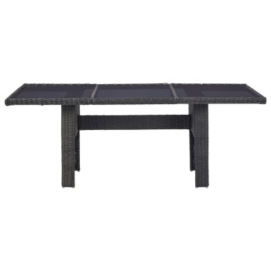 Table à dîner Noir 200x100x74 cm Verre et résine tressée