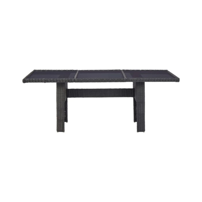 Table à dîner Noir 200x100x74 cm Verre et résine tressée