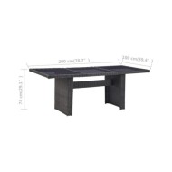 Table à dîner Noir 200x100x74 cm Verre et résine tressée