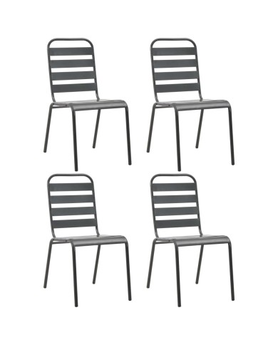 Chaises d'extérieur 4 pcs Design à lattes Acier Gris foncé
