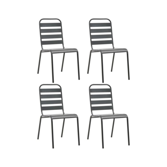 Chaises d'extérieur 4 pcs Design à lattes Acier Gris foncé