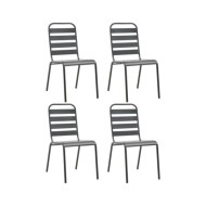 Chaises d'extérieur 4 pcs Design à lattes Acier Gris foncé