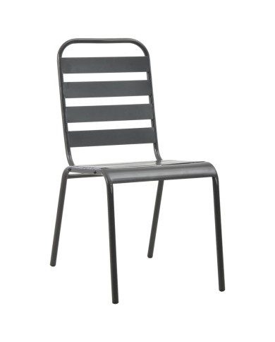 Chaises d'extérieur 4 pcs Design à lattes Acier Gris foncé