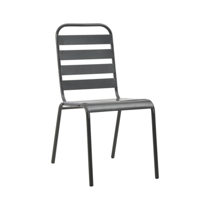 Chaises d'extérieur 4 pcs Design à lattes Acier Gris foncé