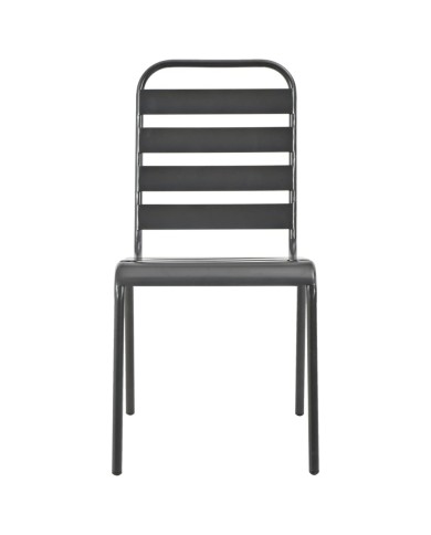 Chaises d'extérieur 4 pcs Design à lattes Acier Gris foncé