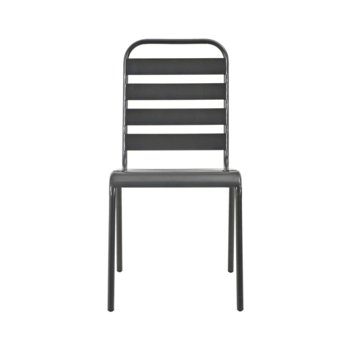 Chaises d'extérieur 4 pcs Design à lattes Acier Gris foncé