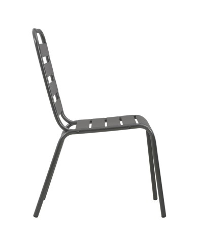 Chaises d'extérieur 4 pcs Design à lattes Acier Gris foncé