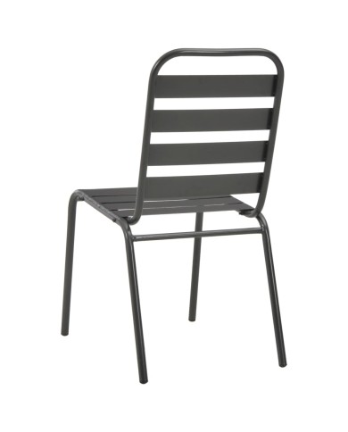 Chaises d'extérieur 4 pcs Design à lattes Acier Gris foncé