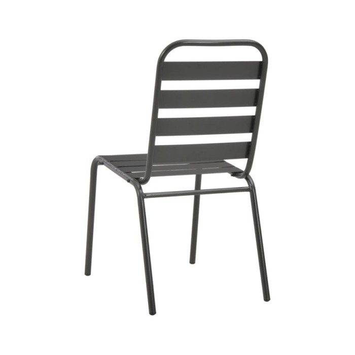 Chaises d'extérieur 4 pcs Design à lattes Acier Gris foncé