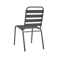 Chaises d'extérieur 4 pcs Design à lattes Acier Gris foncé