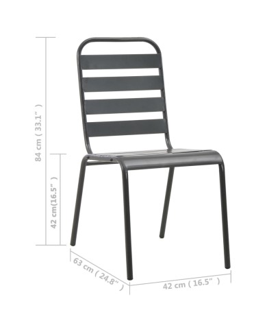 Chaises d'extérieur 4 pcs Design à lattes Acier Gris foncé