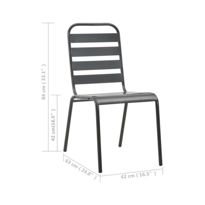 Chaises d'extérieur 4 pcs Design à lattes Acier Gris foncé