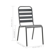 Chaises d'extérieur 4 pcs Design à lattes Acier Gris foncé