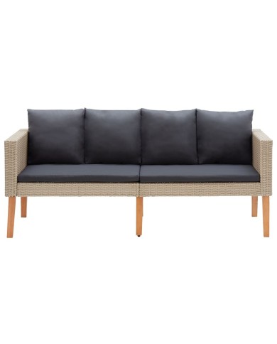 Canapé de jardin à 2 places avec coussins Résine tressée Beige
