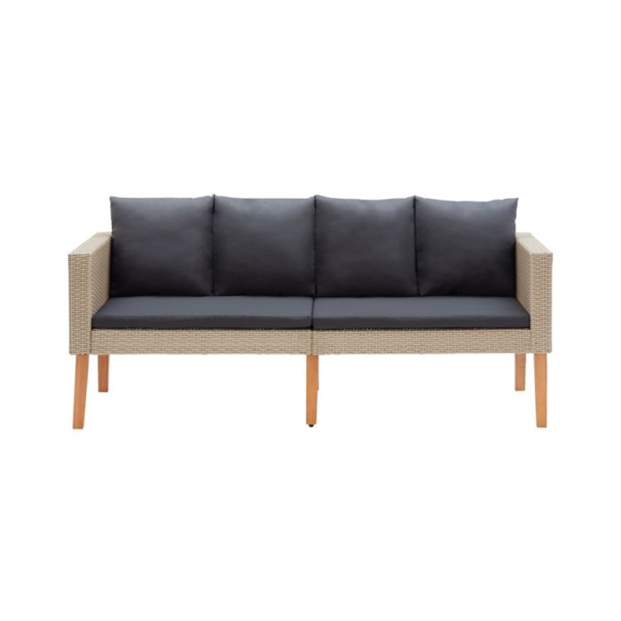 Canapé de jardin à 2 places avec coussins Résine tressée Beige