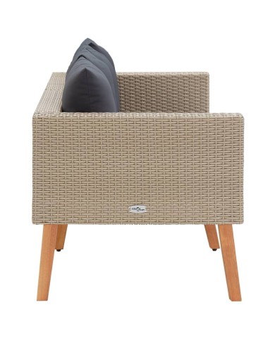 Canapé de jardin à 2 places avec coussins Résine tressée Beige