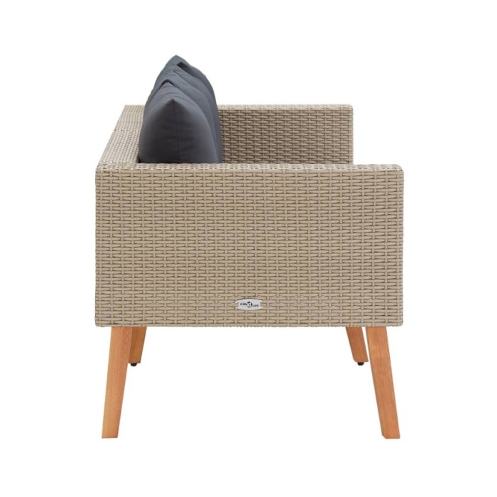 Canapé de jardin à 2 places avec coussins Résine tressée Beige