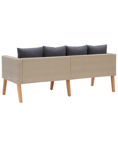 Canapé de jardin à 2 places avec coussins Résine tressée Beige