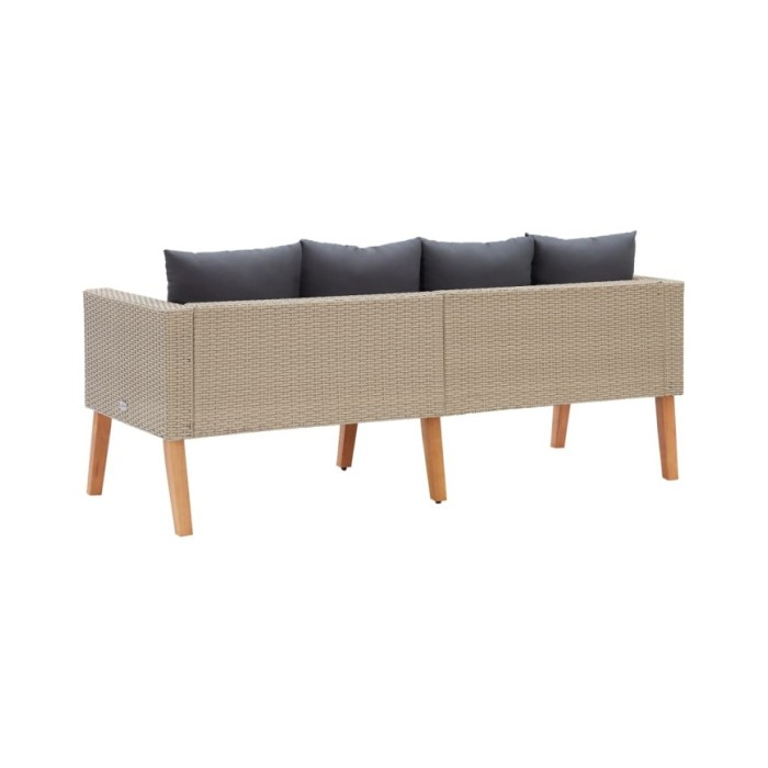 Canapé de jardin à 2 places avec coussins Résine tressée Beige
