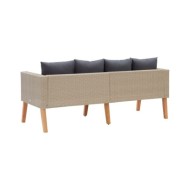 Canapé de jardin à 2 places avec coussins Résine tressée Beige