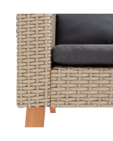Canapé de jardin à 2 places avec coussins Résine tressée Beige