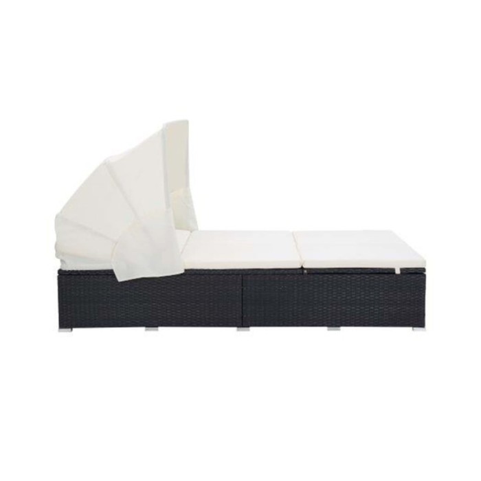 Transat à 2 places avec coussin Résine tressée Noir