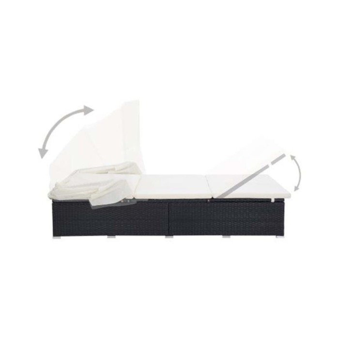 Transat à 2 places avec coussin Résine tressée Noir