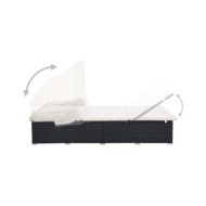 Transat à 2 places avec coussin Résine tressée Noir