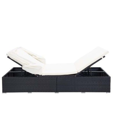 Transat à 2 places avec coussin Résine tressée Noir