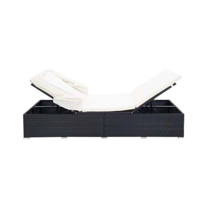 Transat à 2 places avec coussin Résine tressée Noir