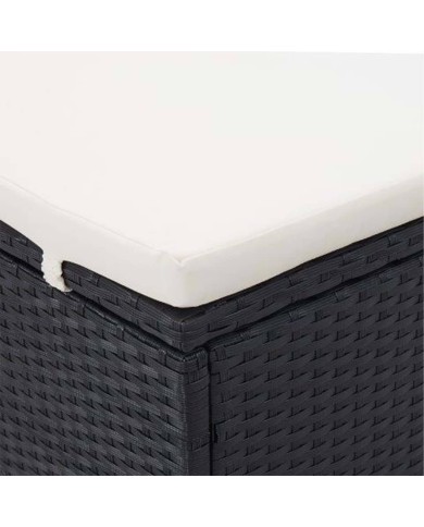 Transat à 2 places avec coussin Résine tressée Noir