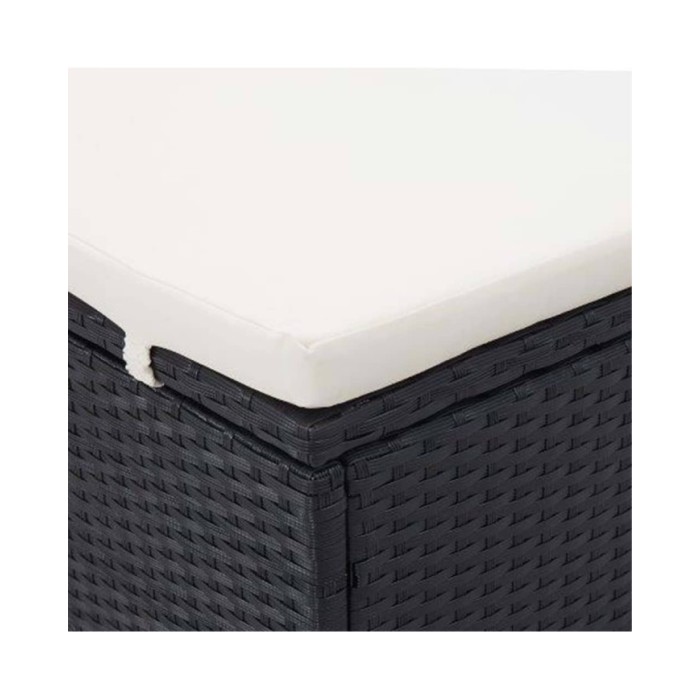Transat à 2 places avec coussin Résine tressée Noir