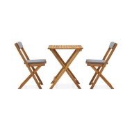 Meuble de bistro pliable 3 pcs et coussins Bois d'acacia solide