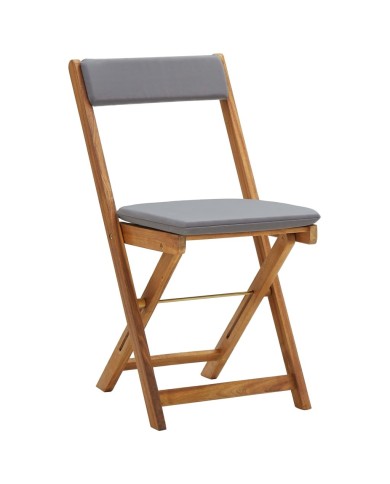 Meuble de bistro pliable 3 pcs et coussins Bois d'acacia solide