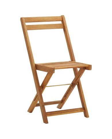Meuble de bistro pliable 3 pcs et coussins Bois d'acacia solide
