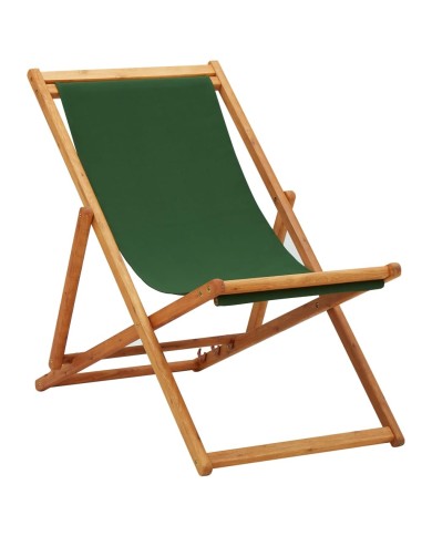 Chaise pliable de plage Bois d'eucalyptus et tissu Vert