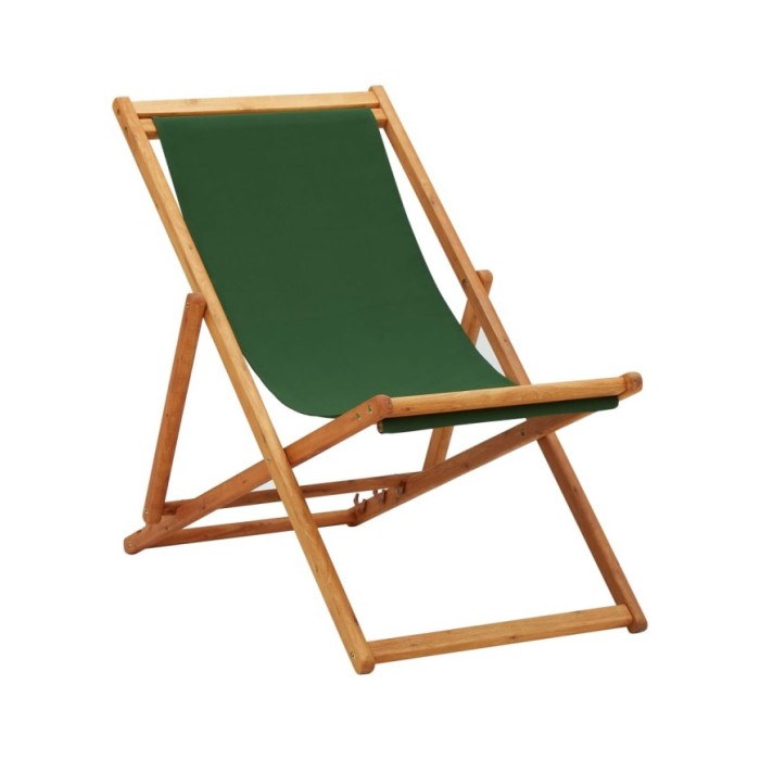 Chaise pliable de plage Bois d'eucalyptus et tissu Vert