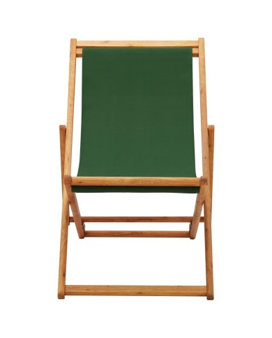 Chaise pliable de plage Bois d'eucalyptus et tissu Vert