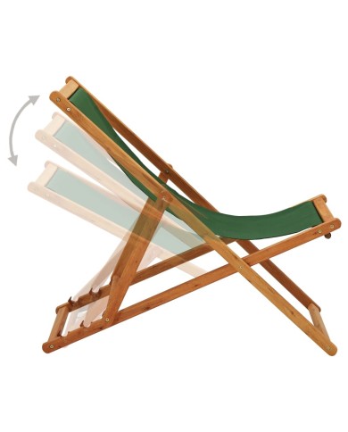Chaise pliable de plage Bois d'eucalyptus et tissu Vert
