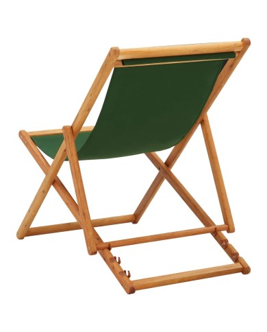 Chaise pliable de plage Bois d'eucalyptus et tissu Vert