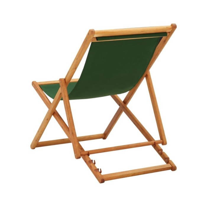 Chaise pliable de plage Bois d'eucalyptus et tissu Vert