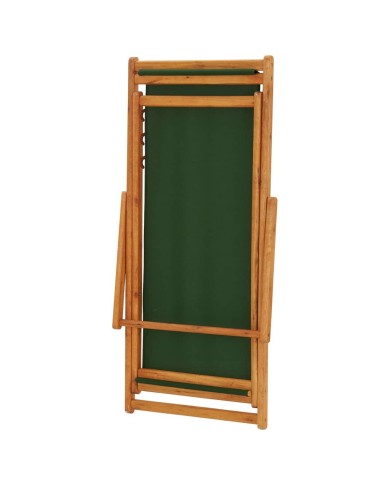 Chaise pliable de plage Bois d'eucalyptus et tissu Vert