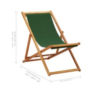 Chaise pliable de plage Bois d'eucalyptus et tissu Vert