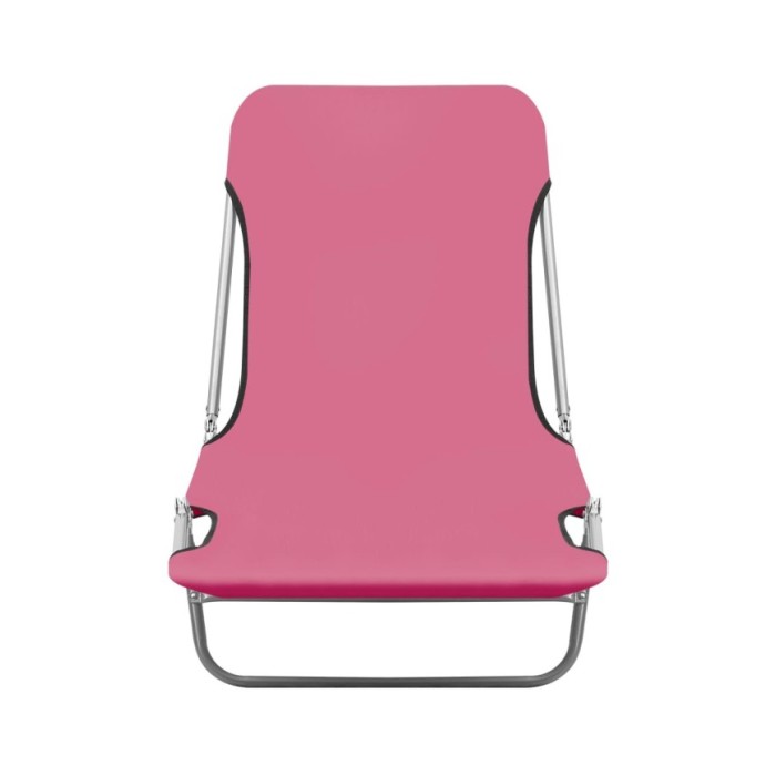 Chaises longues pliables 2 pcs Acier et tissu Rose
